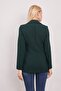 Women's Button Detailed Long Sleeve Stylish Office Ornamental Pocket Flap Fabric Blazer Jacket-Emerald - 6