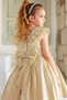 Girls' Beige Formal Dress with Stone Embellishment on the Chest and Ruffle Detail - 3