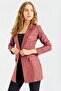 Women's Sleeve Foldable Long Sleeve Boyfriend Stylish Office Blazer Long Coat-Dusty Rose - 3
