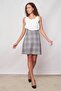 Women's Light Lycra Patterned Fabric Plaid High Waist Knee Length Bell Skirt-Black and White Line - 2