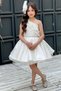 Girl's One Shoulder Stone Detailed Puffy White Evening Dress with Skirt - 5