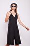 Shoulder-Tied, Pocketed, Wide-Leg Jumpsuit - Black - 4