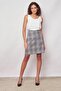 Women's Light Lycra Patterned Fabric Plaid High Waist Knee Length Bell Skirt-Black and White Line
