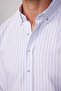 Slim Fit Long Sleeve Button-Down Collar Striped Soft-Textured Cotton Men's Shirt - 4