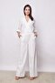 Capri Truvakar Wide Leg Lightweight Lycra Stylish Fabric Jumpsuit-Cream - 6