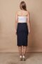 Women's High Waist Pocket Flap Front Slit Light Stretch Fabric Below the Knee Pencil Skirt - Navy Blue - 7