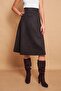 Lightweight Lycra Suede Fabric High Waist Kilos Long Skirt-Black - 2
