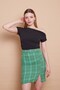 Tweed Slit Detailed Above-Knee Lined Pencil Skirt-Green Plaid - 4