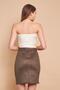Women's Light Lycra Suede Fabric High Waist Above Knee Pencil Skirt - Khaki - 7