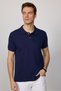 Men's Slim Fit Slim Fit 100% Cotton Plain Pique Navy Blue Polo Collar T-Shirt