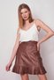 Women's Craş Leather High Waist Skirt Flounced Lined Pencil Skirt (length: 50cm +-2cm) - Tan - 3