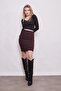 High Waist Above Knee Fabric Pencil Skirt-Swallow