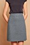Lightweight Lycra Wool Winter Jacquard Fabric High Waist Lightweight Above-The-Knee Bell Skirt-Light Green Houndstooth - 6