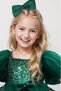 Girl's Balloon Sleeve Green Evening Dress with Sequin Detail and Fluffy Skirt - 7