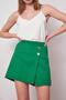 Women's High Waist Woven Fabric Midi Length Shorts Skirt (length:38cm +-2cm)-B.Green - 6
