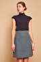 Lightweight Lycra Wool Winter Jacquard Fabric High Waist Lightweight Above-The-Knee Bell Skirt-Light Green Houndstooth - 4