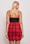 Winter Woolen Fabric High Waist Above Knee Pencil Skirt-Red Checkered - 4