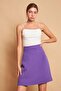 High Waist Light Lycra Fabric Knee Length A-Line Skirt - Purple - 2