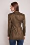 Suede Fabric Pocket Detailed Buttoned Stylish Blazer Jacket-Khaki - 4