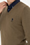 Men's Khaki V-Neck Sweater 50277106-Vr027 - 7