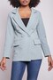 Women's Button Detailed Long Sleeve Stylish Office Ornamental Pocket Flap Fabric Blazer Jacket-Mint - 6