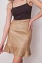 Women's Crochet Leather High Waist Skirt Flounce Lined Pencil Skirt (length: 50cm +-2cm) - Beige - 6