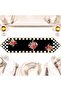 Black and White Checkered Floral Patterned Runner and American Service Tablecloth - 3