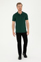 Men's Slim Fit Polo Neck Dark Green Basic T-Shirt 50279613-Vr079 - 4