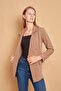 Women's Button Detailed Long Sleeve Stylish Office Ornamental Pocket Flap Fabric Blazer Jacket - Light Mink - 3