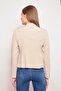 Collared Flato Pocket Long Sleeve Cotton Fabric Light Lycra Short Blazer Office Jacket-Stone - 6