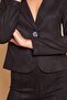 جاكيت بليزر قصير بأكمام طويلة ونسيج ليكرا سويدي خفيف وجيب مسطح - أسود - 7