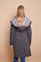 Winter Wool Jacquard Hooded Long Sleeve Wrap Double Breasted Lace-Up Cardigan Coat -Black Diyogonel - 5