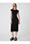 Midi Slip Dress Crew Neck Cap Sleeve Slim Fit - 3