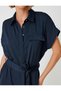 Short Sleeve Aerobin Fabric with Midi Shirt Dress Belt Detail - 5