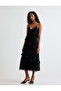 Long Ruffle Dress Thin Straps V-Neck Tulle - 2
