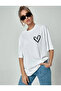 Crew Neck Printed Oversize T-Shirt - White - 4