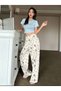 Wide Leg Cute Animal Character Patterned Unisex Pajama Bottom - 4