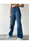 Diana Gold Colorfast Fabric Dark Blue Casual Jeans Lycra Palazzo Wide Leg - 5