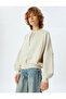 Oversized Zippered Sweatshirt with Stitching Detail and Crew Neck - 3