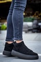 Le10 Lace-Up Men's High Black Sole Black Suede Sports Boots - 5