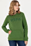 Women's Green Hooded Basic Sweatshirt 50276022-Vr054 - 3