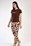 Short Sleeve Pajama Set Brown-441018 - 2