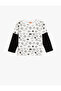 T-Shirt Long Sleeve Crew Neck Animals Printed Cotton