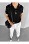 Men's Polo Neck Knitwear T-Shirt Black - 4