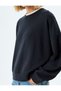Crew Neck Long Sleeve Modal Mixed Basic Sweatshirt - 5