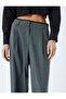Pleat Detailed Wide Leg Fabric Trousers with Pockets - 5