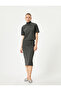 Midi Pencil Skirt Regular Waist Silvery