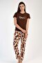 Short Sleeve Pajama Set Brown-441018