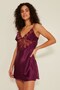 047 Women's Satin Nightgown Dressing Gown Set Purple - 2