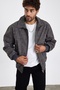 New Season Men's Washed Gray Leather Coat Lns58529Y - 6